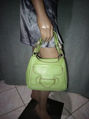 Maxximum Green Pebbled Leather Handbag, Double Handles. - Image 1 of 4