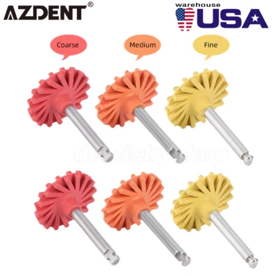 6Pcs AZDENT Dental Composite Polishing Diamond RA 2.35mm Latch Rubber Wheel Kit - Image 1 of 4