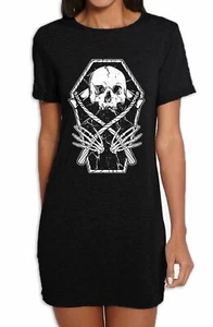 Grim Reaper Skeleton In A Coffin Women's T-Shirt Dress T-Shirt - Halloween Goth - Picture 1 of 1