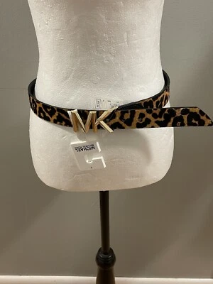 MICHAEL Kors Printed Logo Buckle Closure Dyed Calf Hair Belt Women S Leopard - Image 1 of 4