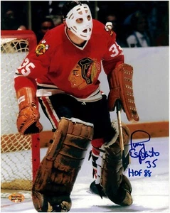Foto de hockey autografiada de Tony Esposito-Chicago Blackhawks-8 x 10 con patio - Imagen 1 de 1