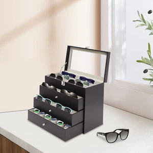 4 Layers Eyeglass Storage Display Box Sunglasses Glasses Holder Organizer Case - Picture 1 of 12