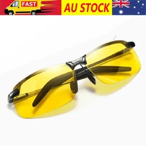 HD Polarized Anti Glare Yellow Men Day And Night Driving Glasses Sunglasses - Picture 1 of 15