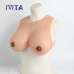 IVITA FF Cup Realistic Boobs Silicone Breast Forms Fake Boobs Vest Style - Picture 1 of 12