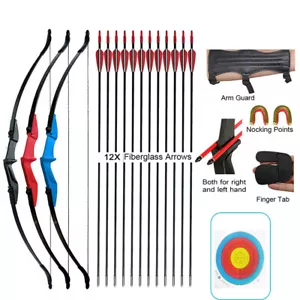 20/30/40lbs Taken Down Recurve Bow Archery Right Left Hand 2 Arrow Rest Bow - Picture 1 of 40