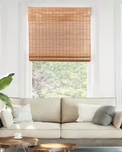 Chicology Cordless Light Filter Natural Woven Bamboo Roman Shade Brown Squirrel - Picture 1 of 4