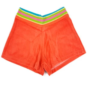 Les Tout Petits Girls Shorts 14 Orange Velour High Rise 70s Disco USA Made Retro - Picture 1 of 9
