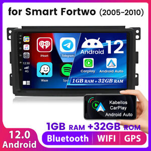1+32GB For Smart Fortwo 2005-2010 Carplay 9" Android 12 Car Stereo Radio GPS Sat