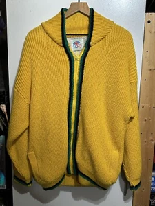 Vintage Parkley Sweater Mens Xl Shetland Wool Full Zip Cardigan Cowichan Striped - Picture 1 of 8