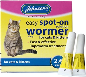 Johnson’S Easy Spot on Wormer for Cats & Kittens 2 Pack: Veterinary Strength ... - Picture 1 of 12