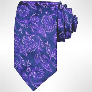 Geoffrey Beene Tie L 60" W 3" Purple Paisley Jacquard Contemporary Sleek Sexy - Picture 1 of 11