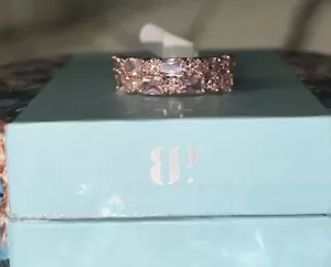 Bomb Party 5943 Linked In Love Rose Quartz Zirconia Rose Gold Plating Sz 7 Ring - Picture 1 of 3