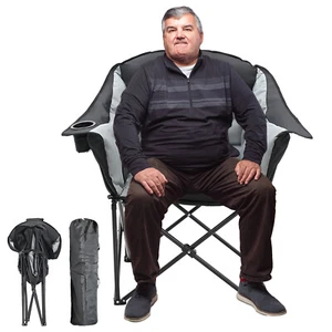Übergroßer Campingstuhl FaltbarUntertasse Klappstuhl Angelstuhl Campingsessel - Bild 1 von 24