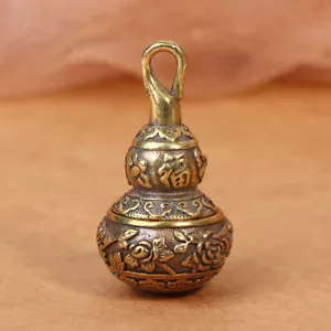 Brass Blessing Lotus Gourd Charms Lucky Key Chain Pendants Pill Box Contai^K_ - Picture 1 of 8
