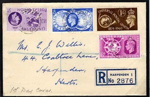 GB UPU VORAUSGABE FDC *8/10/1949* Harpenden Registriertes Ersttag Cover K85c - Bild 1 von 12