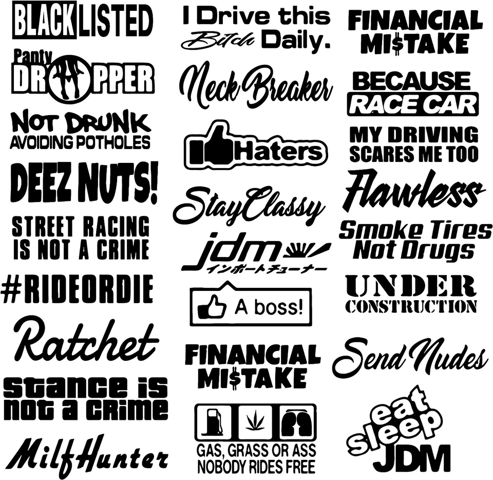 JDM 10 RANDOM STICKERS CAR DECAL PACK LOT TUNER FUNNY LOW TYPE R EURO JDM BOOST  - Image 1 of 2