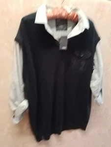 Next XXXL Cotton Shirt Jumper Combo Long Sleeve Navy Blue Mens New - Picture 1 of 7