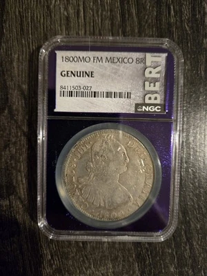 1800 Mo FM Mexico 8 Reales NGC Genuine Trader Bea Bert Label - Image 1 of 2
