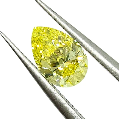 1.00 Carat Fancy Intense Yellow* Natural Loose Diamond Pear VVS2 GIA Certified - Image 1 of 4