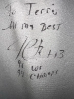 NEW YORK YANKEES  Jim Leyritz 13 SIGNED Stitches Baseball Shirt  Sz 44” - Image 1 of 4