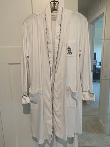 Lauren Ralph Lauren weißer kurzer Bademantel mit Gürtel Taille Baumwolle Polyester Mix Lg - Bild 1 von 7