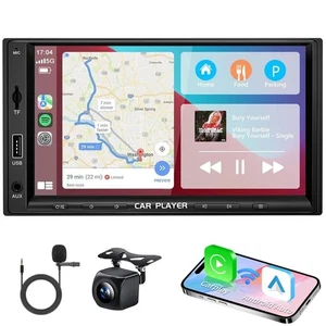7" Double Din Car Stereo Radio Apple/Android CarPlay GPS Head Unit w/ BT AUX TF - Picture 1 of 14