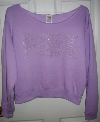 Sudadera Recortada Rosa Victoria Secret con Bling Lavanda XL Nueva Con Etiquetas Foto 1 de 4