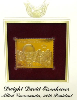 德怀特·大卫·艾森豪威尔第 34任总统 22 克拉镀金复制品美国邮票 1990 FS — 第 1/4 张图片