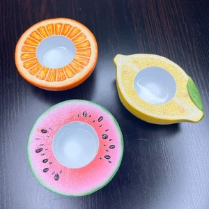 PartyLite Fruit Slice Tealight Holders Set Watermelon Orange Lemon Ceramic - Picture 1 of 9