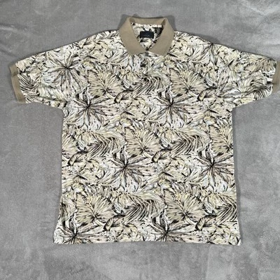 AXIS LA Polo Short Sleeve Shirt Mens XLarge Beige Floral Vintage Cotton XL - Image 1 of 4