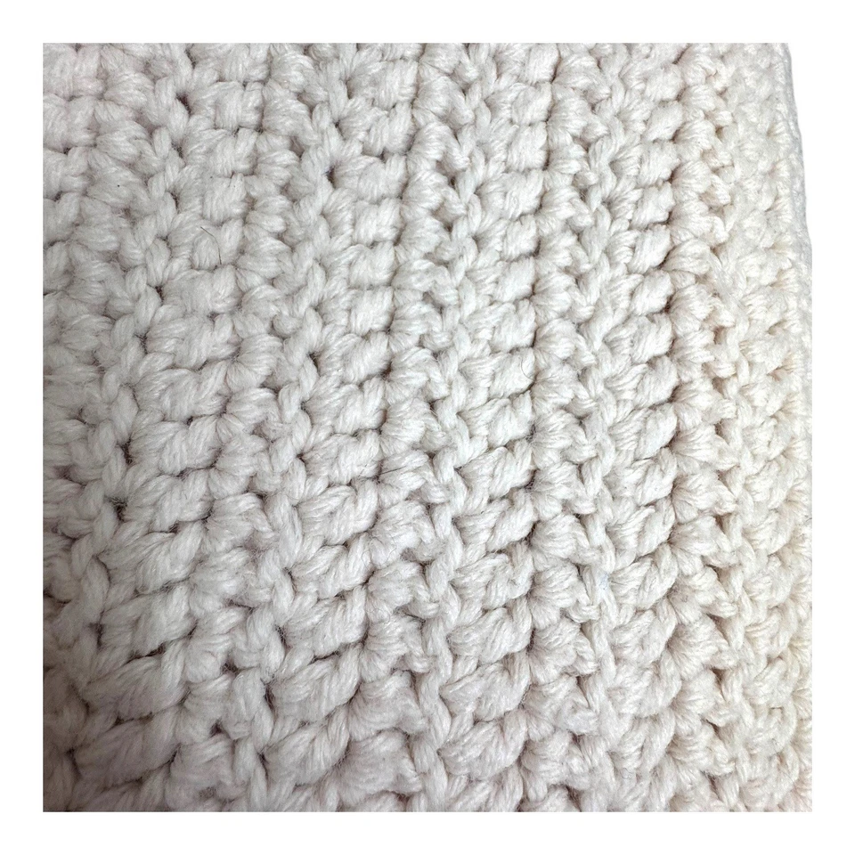 Handmade Chunky Knit Blanket Soft Lap Wheelchair Home Throw Creamy White Vintage - Image 1 of 4