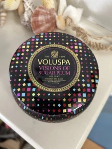 Voluspa Candle New Visions Of Sugar Plum 2 Wick 11OZ Candle Tin. New Never Used. - Picture 1 of 6