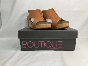 Corkys Women's Carley Peep Toe Wedge Sandals Cognac Size 7 - Picture 1 of 8