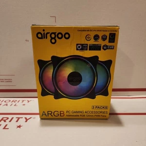 Airgoo 120mm ARGB PWM Case Fans 3-Pack Low Noise Cooling for Corsair Case - Zdjęcie 1 z 2