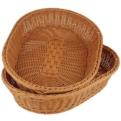 2 Stück Ovaler Brotkorb Geflochten, 40 x 30 x 8 cm Braun BrotköRbchen Oval, K... - Bild 1 von 4