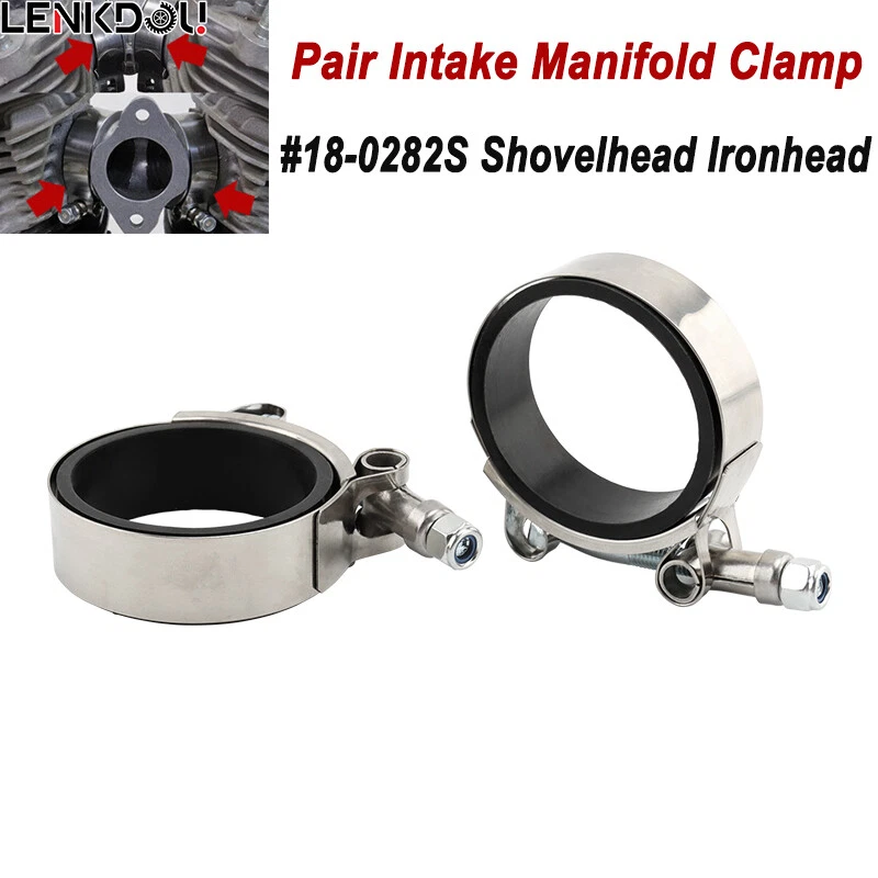 Intake Manifold Clamp 2X For Harley Shovelhead Ironhead Sportster Electra Glide - Image 1 of 4