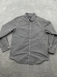 Camicia Chaps con bottoni adulto grande nera bianca a quadri manica lunga colletto uomo - Foto 1 di 9