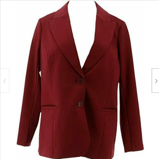 DG2 Diane Gilman Ponte Knit Boyfriend Blazer Burgundy[ 3X] - Image 1 of 4