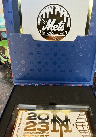 NY Mets 2023 Season Ticket Holder Member  Commemorative Ticket Framed Lucite Cover