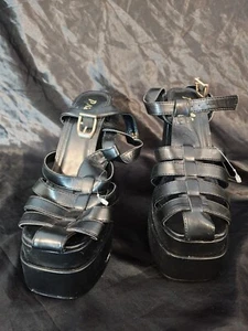Pazzle Black Platform Strappy Heels - Picture 1 of 6