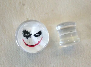 1x 6mm-16mm JOKER Face Batman Logo Symbol Acrylic Double Flare Ear plug Earring - Picture 1 of 5