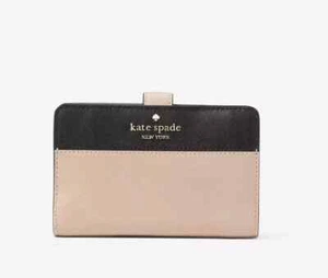 Cartera Kate Spade KC511 Madison COLORBLOCK Med Doble Plegable Tostada Avellana Negra NUEVA - Imagen 1 de 5