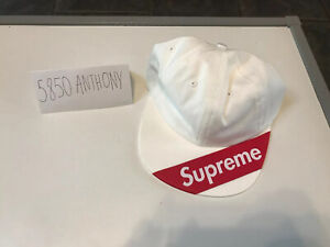 Supreme New Visor Label 6-Panel White Hat Cap All Cotton