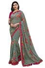 Women's Georgette Sarees With Jacquard Work  Lace Border & Unstitched Blouse