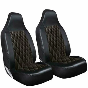 FOR HYUNDAI i10 I10 - Black Leather Diamond Quilted Car Seat Covers - 2 x Fronts - Picture 1 of 1