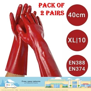 24x Red PVC Rubber Heavy Duty Gauntlet 16" Long Arm Chemical Safety Gloves XL - Picture 1 of 5