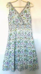 Super *ANOKHI for EAST* Hand Block Printed Lined Floral Cotton Midi Dress 18 - Picture 1 of 17