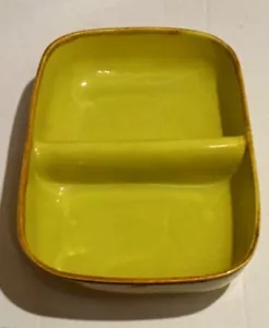 11" x 7.5" Brock Pottery Desert MIst Chartreuse Divided Bowl VG - EC - Picture 1 of 6