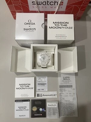 OMEGA x Swatch WHITE Snoopy MoonSwatch Mission to Moonphase Full Moon Receipt 🌝 - Image 1 of 4