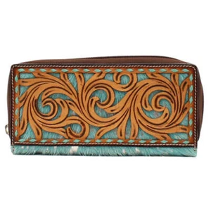 D330002833 Angel Ranch Acid Wash Turquoise Hair Clutch Wallet - Picture 1 of 1